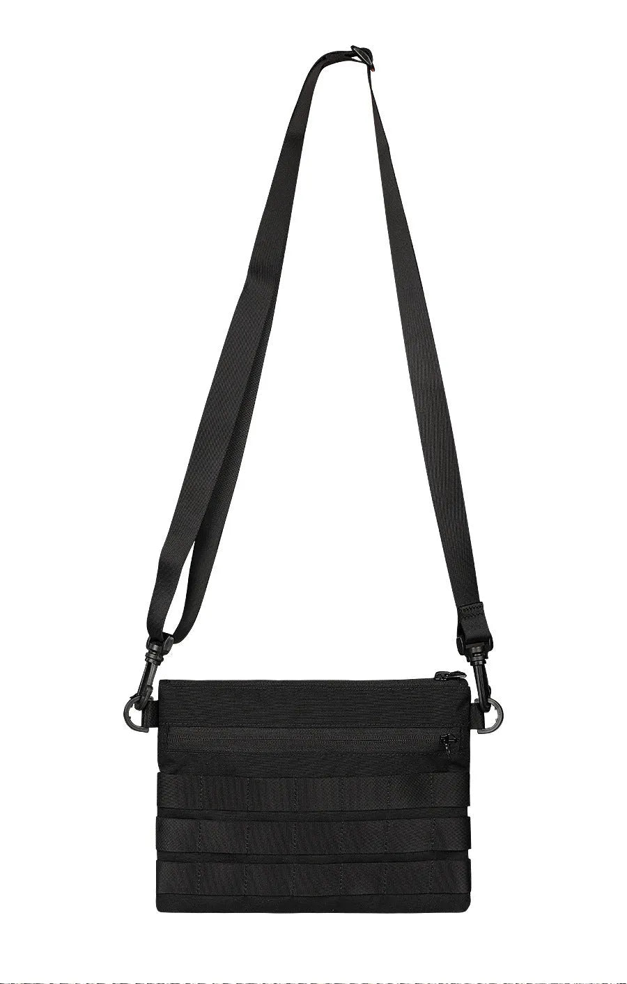 Black Oxford cloth military-style outdoor tactical bag, compact size.