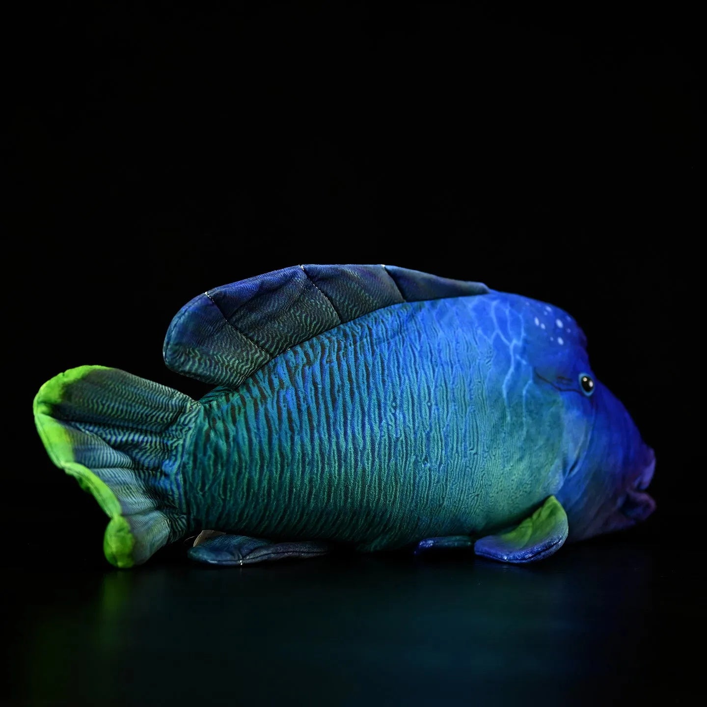 55cm green printed sunfish plush toy with wavy lips and soft plush fabric