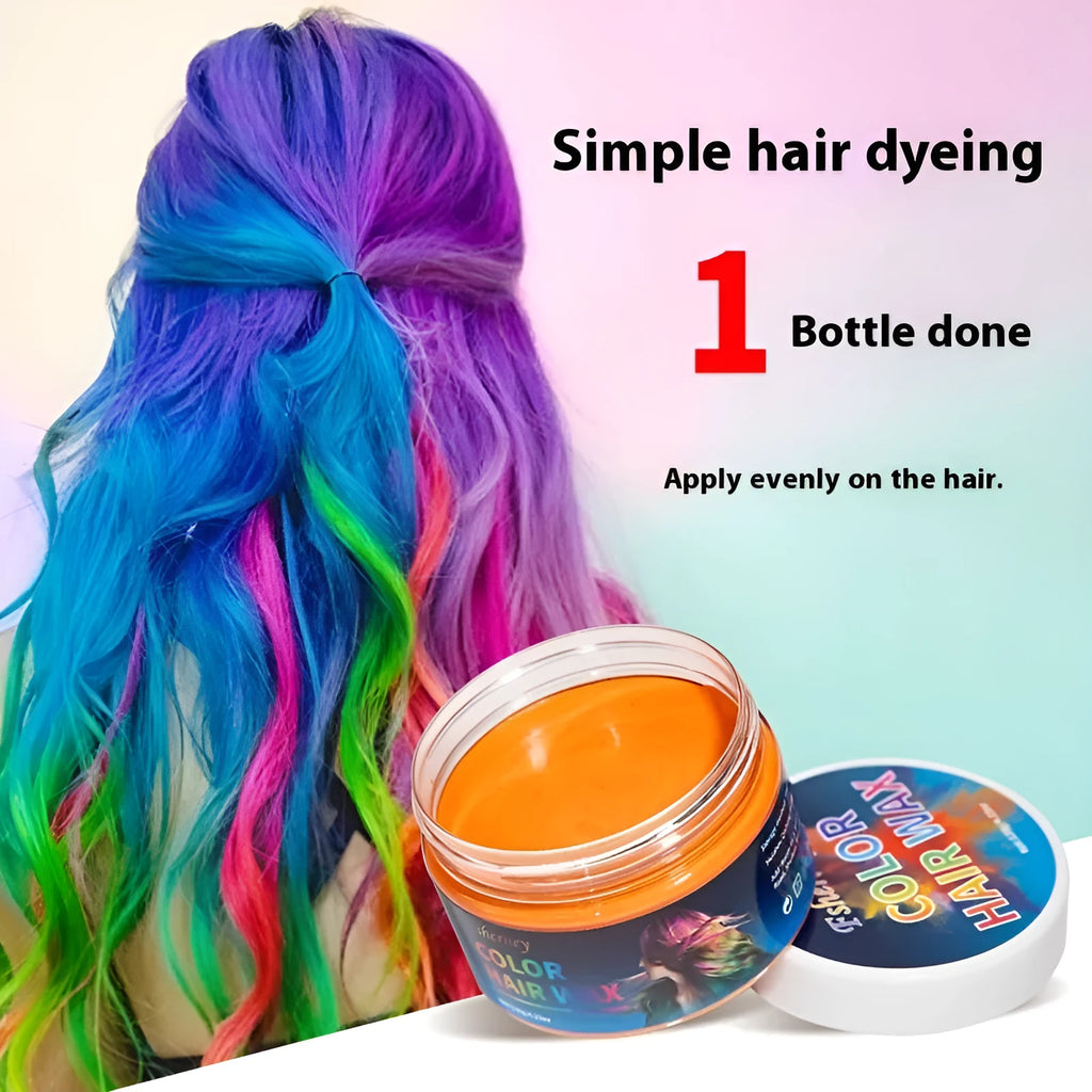 120g hair styling clay pot showing nine colour options including rose red and granny grey