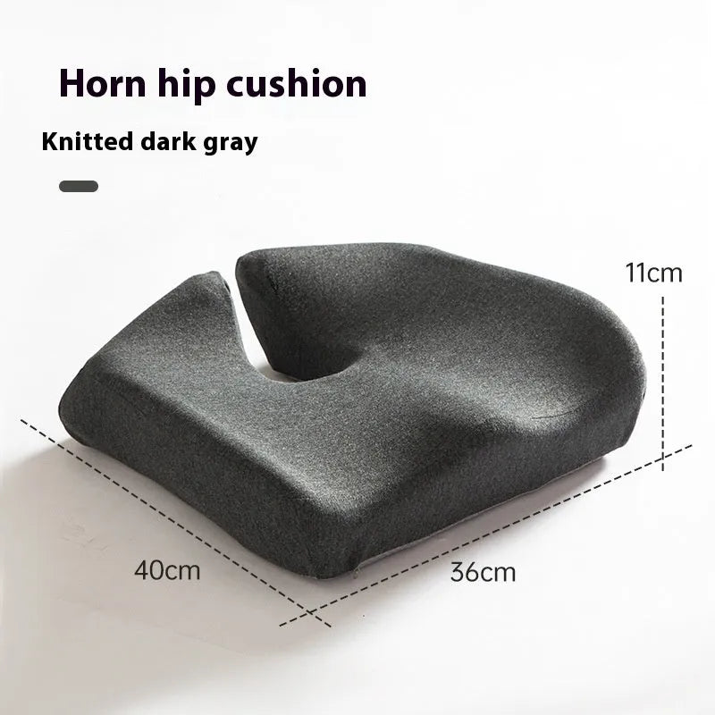 Memory foam office chair cushion for waist support in dark grey colour.