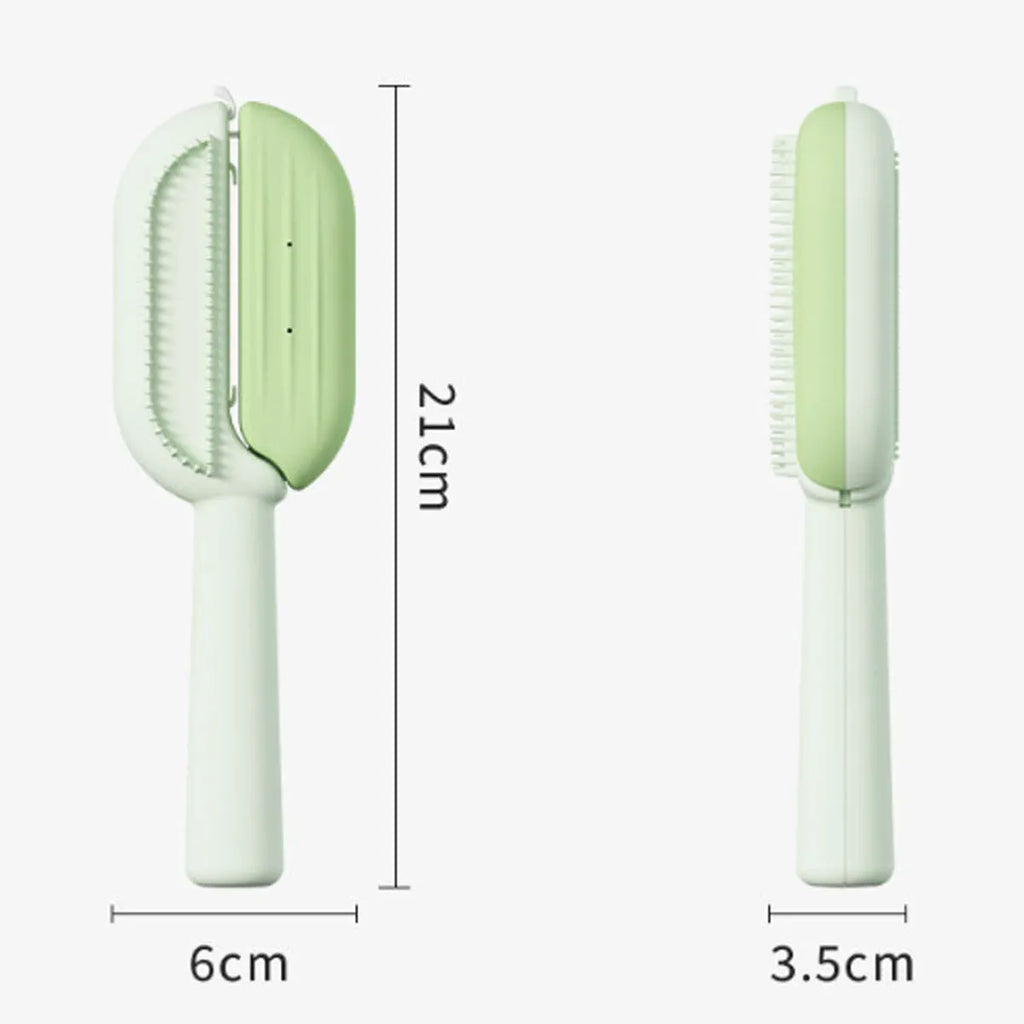Blue pet grooming comb with water tank for capturing floating hair during dog and cat brushing sessions