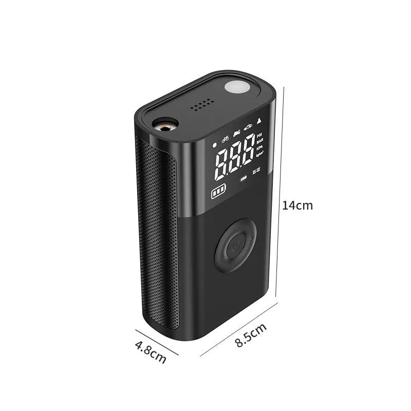 Handheld wireless digital display car tyre air pump with multiple nozzles and accessories