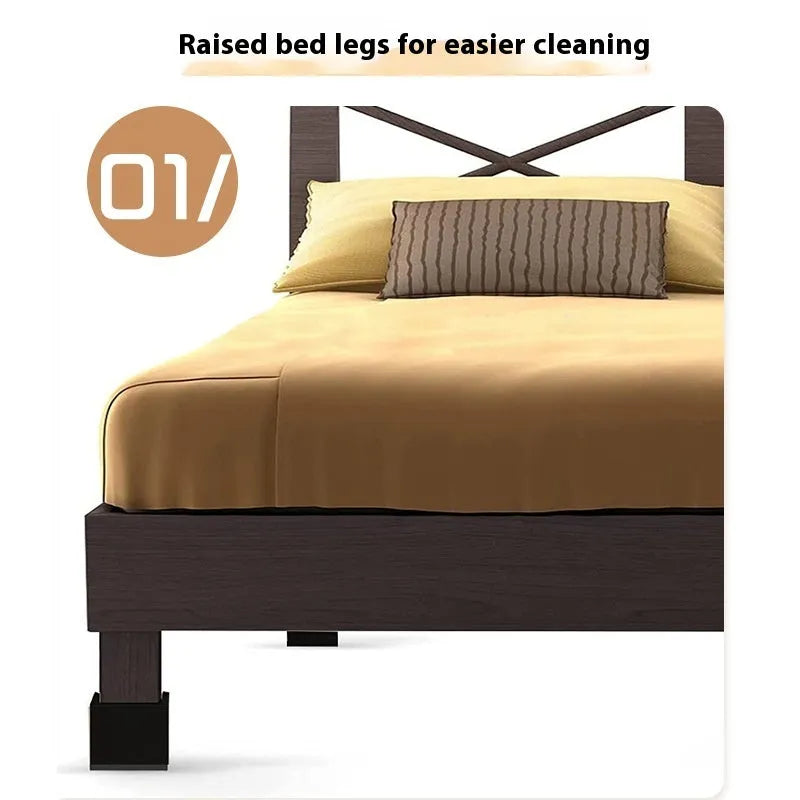 Black plastic bed and sofa foot risers four pack for furniture height adjustment