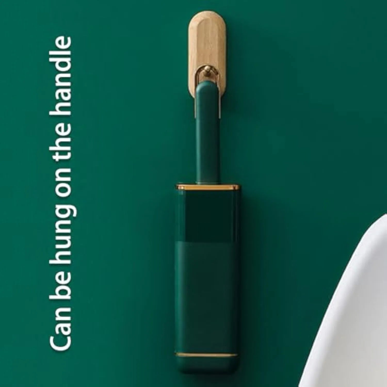 Blue, green, and white pet hair remover brush with double-sided head and storage base.