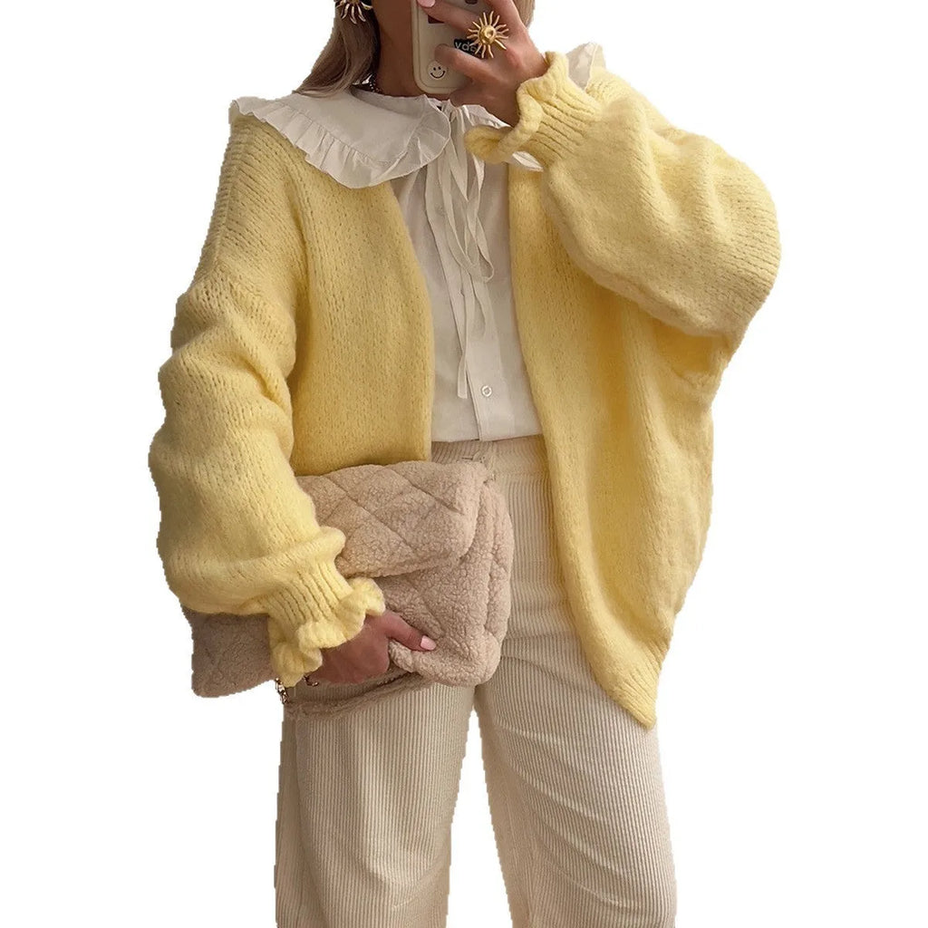 Yellow casual long-sleeved solid colour polyester shirt front view