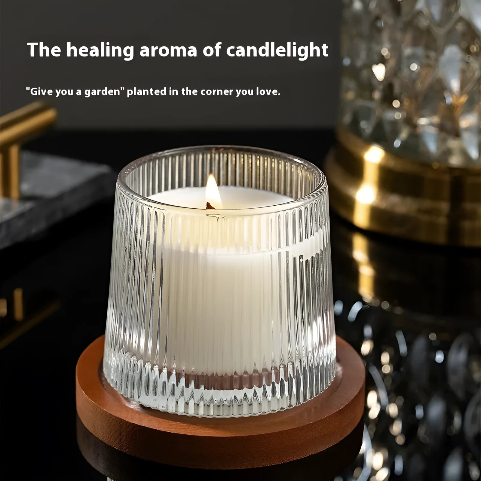 Soy wax aromatherapy candle in cup shape with rotating design, available in seven scent options