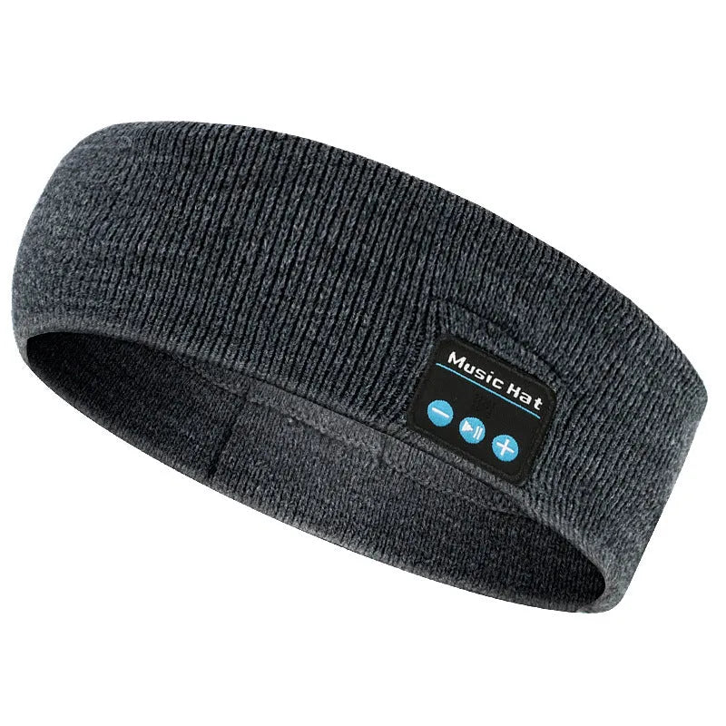 Bluetooth sports headband in black colour with removable washable fabric and wireless audio functionality