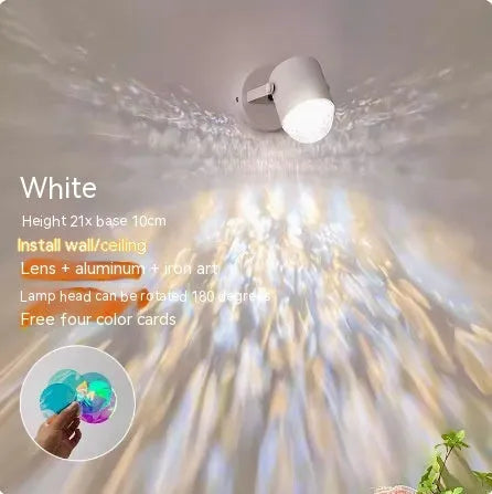 Dynamic water ripple ambience table lamp in ceiling or desktop configuration styles