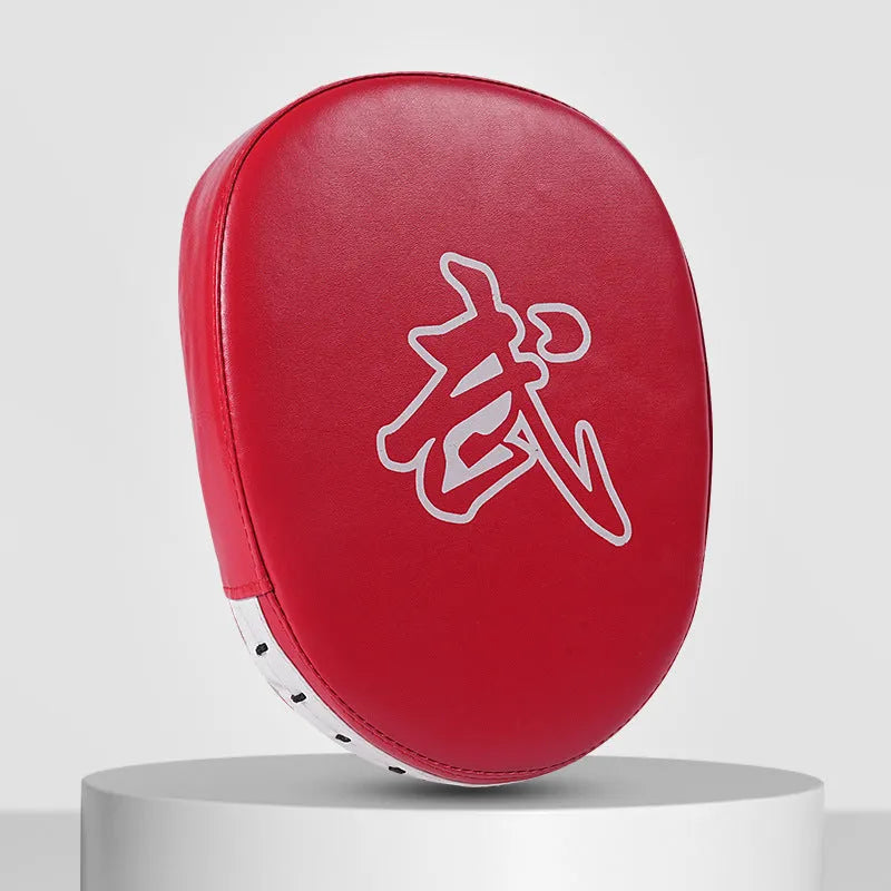 Boxing punch mitts hand target for Sanda and Muay Thai training in red, black, blue, and yellow colours.