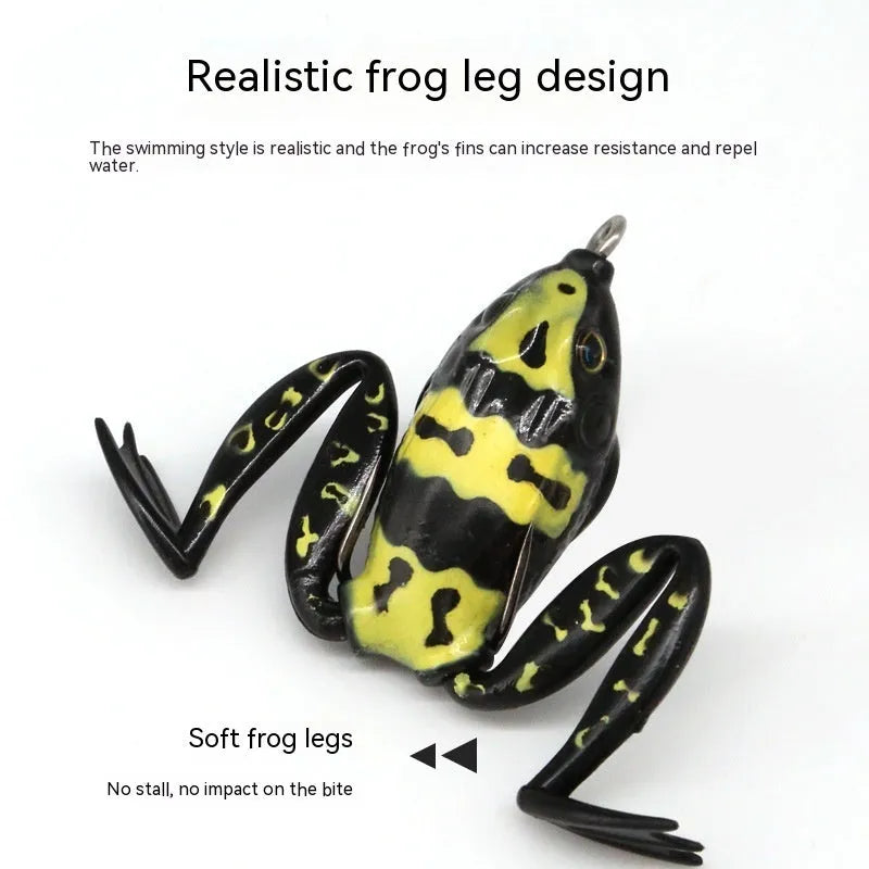Bionic Real Thunder Frog Snake Head fishing lure with double hooks in grass green colour variant