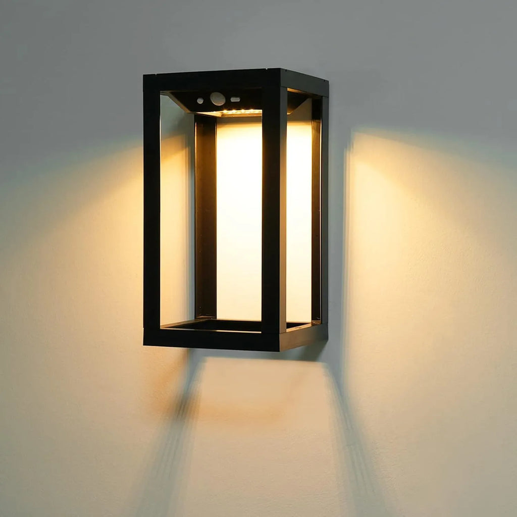 Modern Chinese outdoor wall lamp with solar panel and plastic shell in two-tone light colour