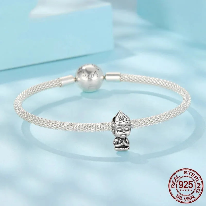 Cartoon S925 sterling silver bead with pearlescent finish, 1.3x0.6cm, colour SCC3122