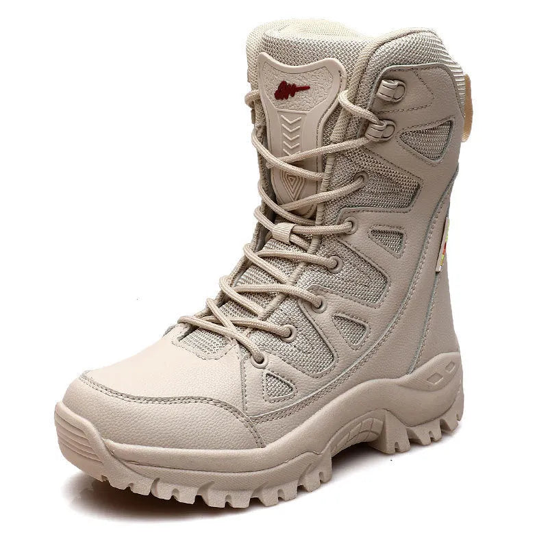 Men's hi-top hiking platform sneakers in cowhide leather available in black, brown and beige colours