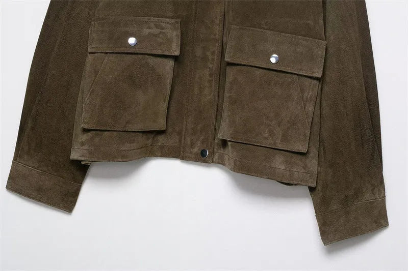 Women's PU jacket in Japanese Korean casual style with medium thickness construction