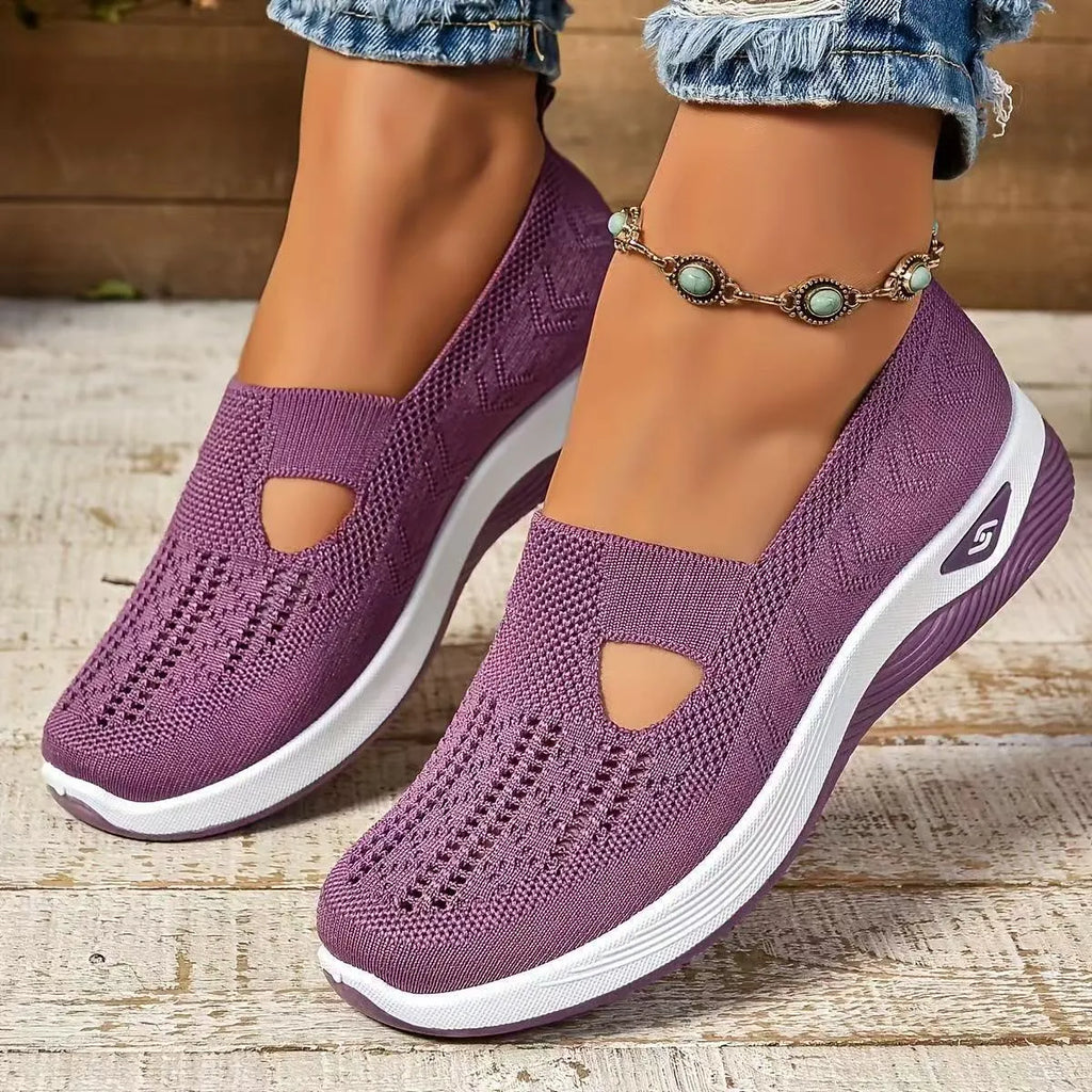 Women's T-strap mesh casual shoes with soft PVC soles in six colour options