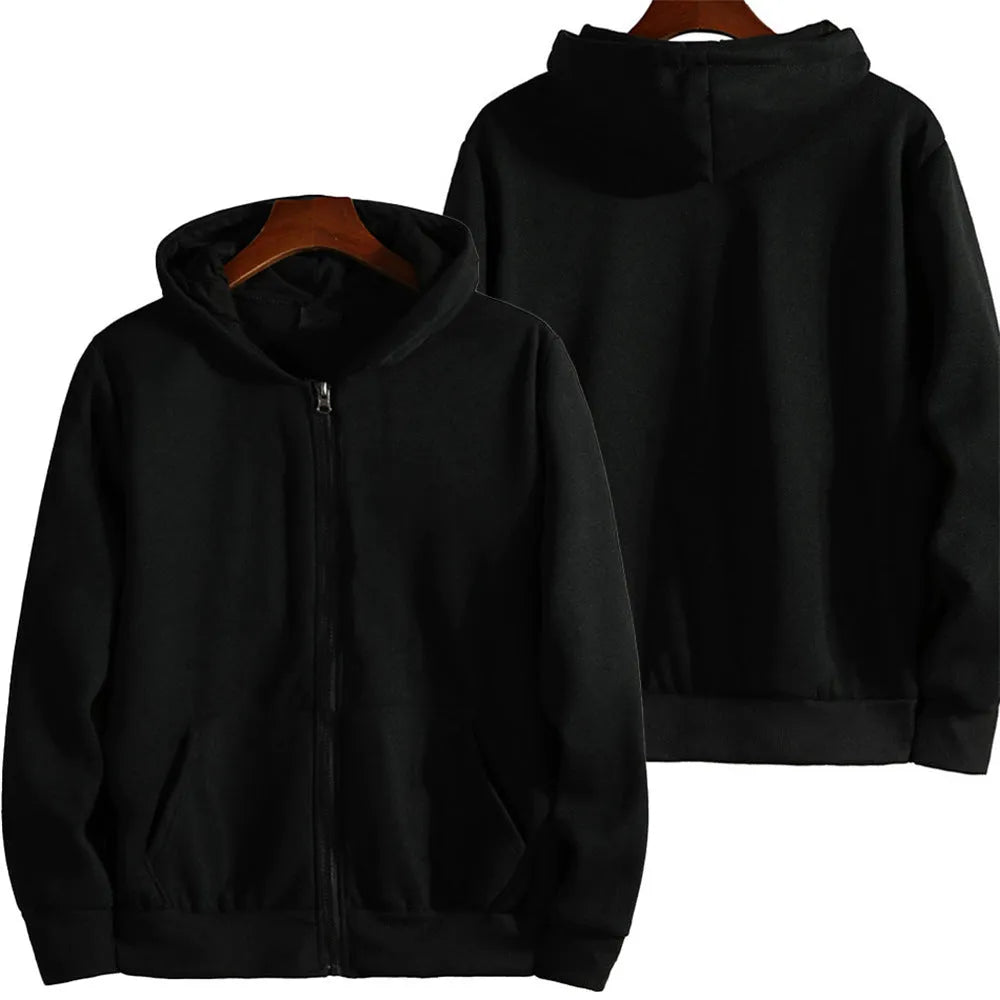Men's loose fit solid colour sports jacket with front zipper in various colour options