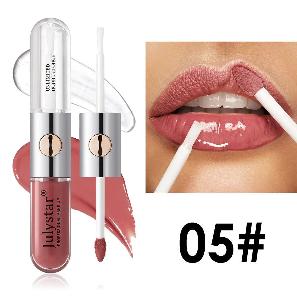 Transparent case containing 6ml of women's lip gloss in one of nine colour options