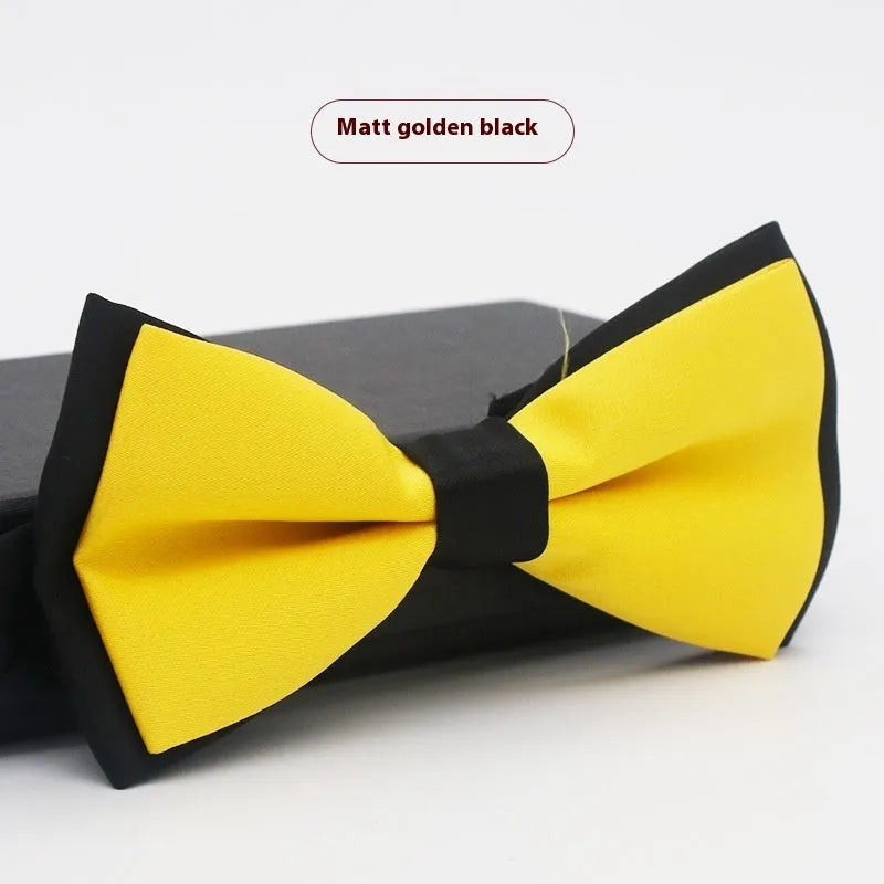 Flat head style bow tie in small plaid pattern measuring 12x6cm for formal wedding and business wear