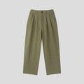 Men's apricot-coloured loose-fit cotton linen trousers with a wide-leg cut and elastic waistband