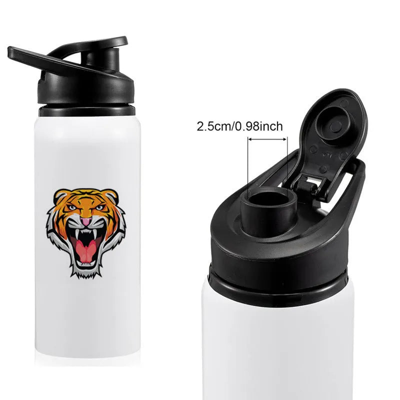 White aluminum sports water bottle for cycling available in 600ml and 750ml capacities