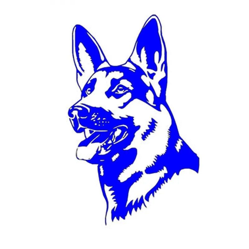 Reflective vinyl car sticker featuring an Alsace Shepherd hunting dog, measuring 13 by 8 centimetres.