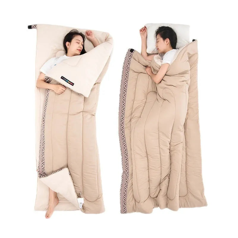 Four seasons camping sleeping bag with storage bag in Jiangnan Spring colour