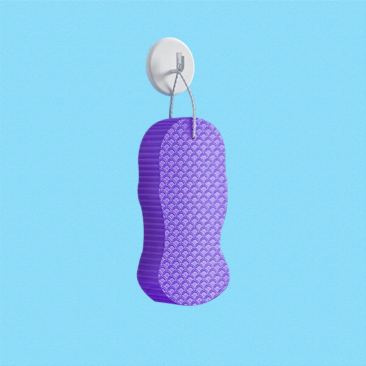 3D fish scale pattern bath sponge in white colour for body exfoliation