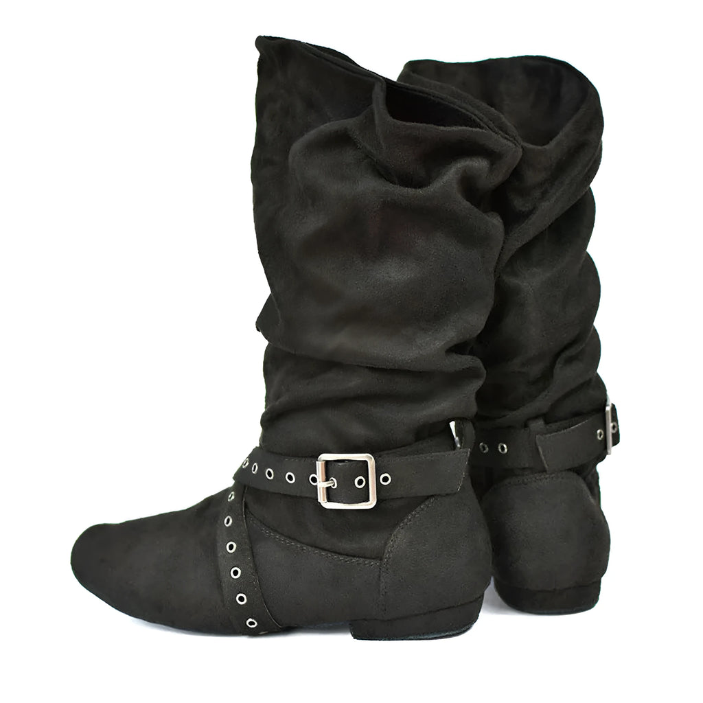 Ladies flat heel pointed toe canvas line dance boots in multiple colours