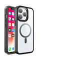 A transparent silicone magnetic phone case for iPhone, shown in a solid colour on a phone.