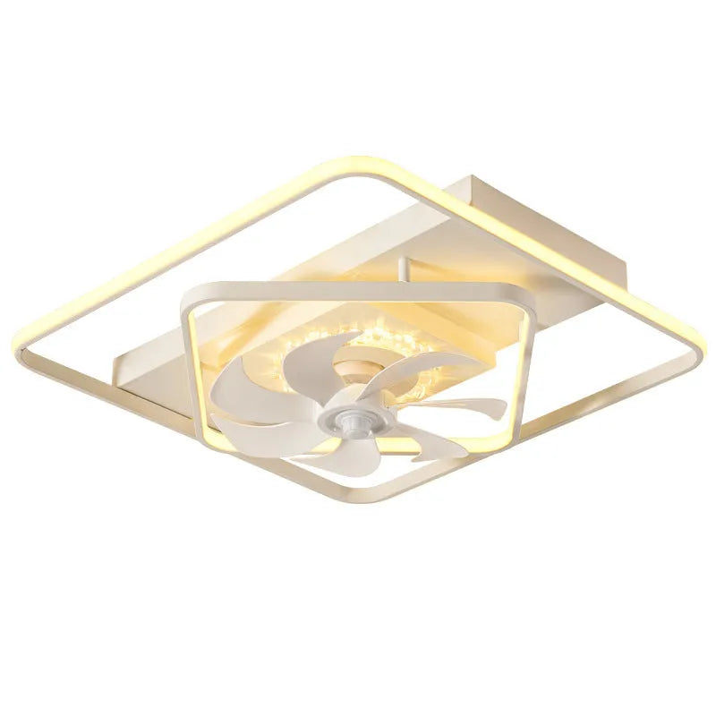 Modern thin suction ceiling fan with light, 1100mm diameter, plastic blades and acrylic lampshade