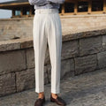 Men's slim fit straight leg suit trousers in polyester blend fabric for business formal wear