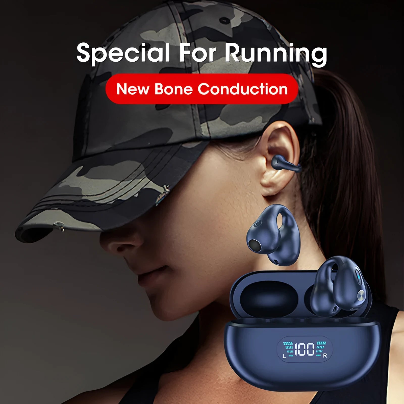 Bone conduction Bluetooth headset clip in ear clip design with bilateral stereo sound