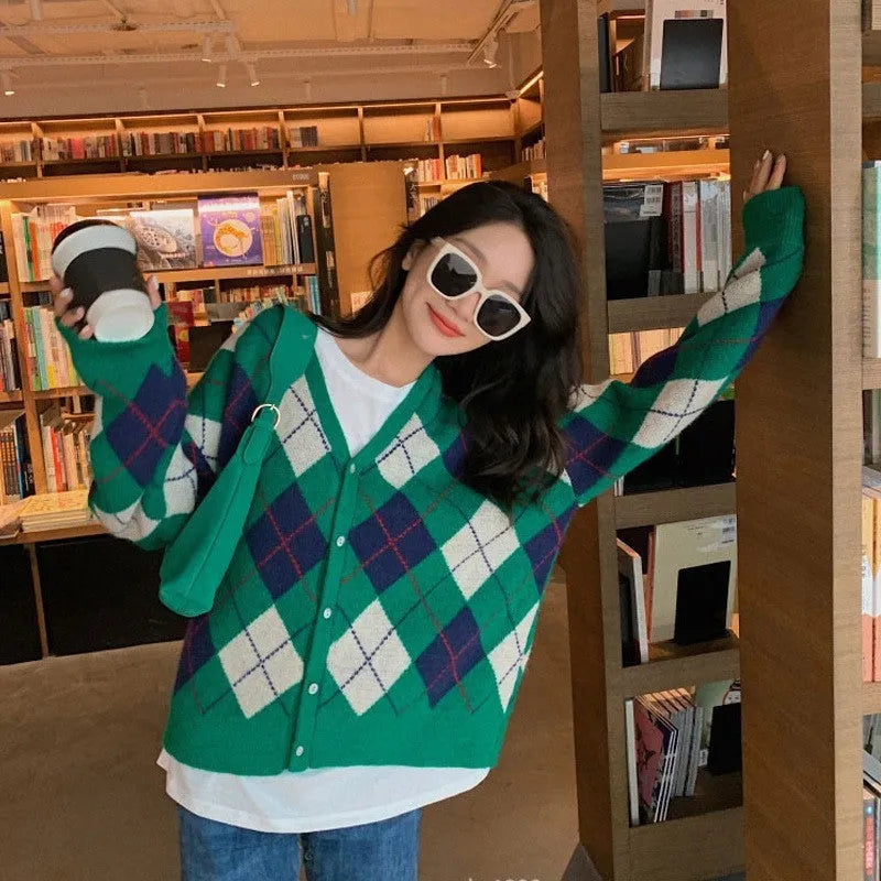 Japanese Korean style casual cardigan in acrylic knit fabric showing macaron colour options