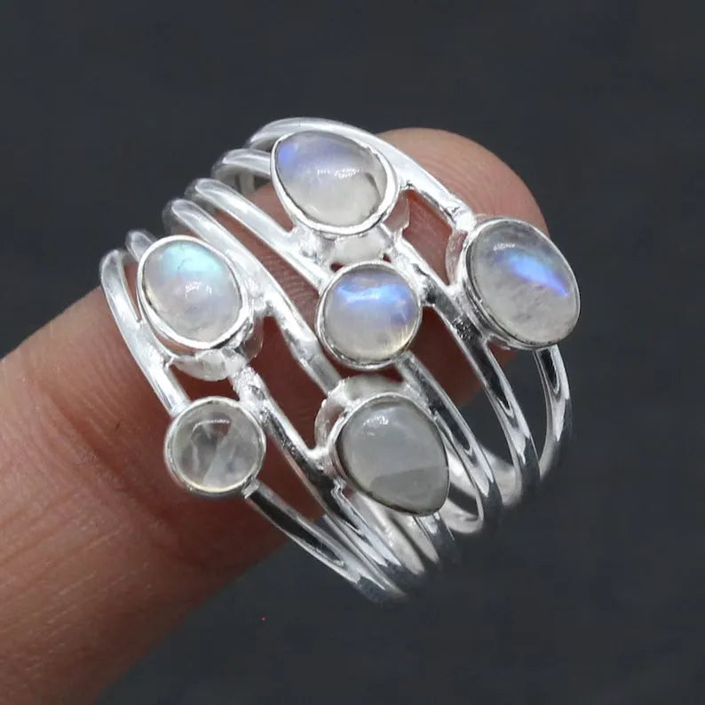 Silver irregular wide band zinc alloy ring for women on finger