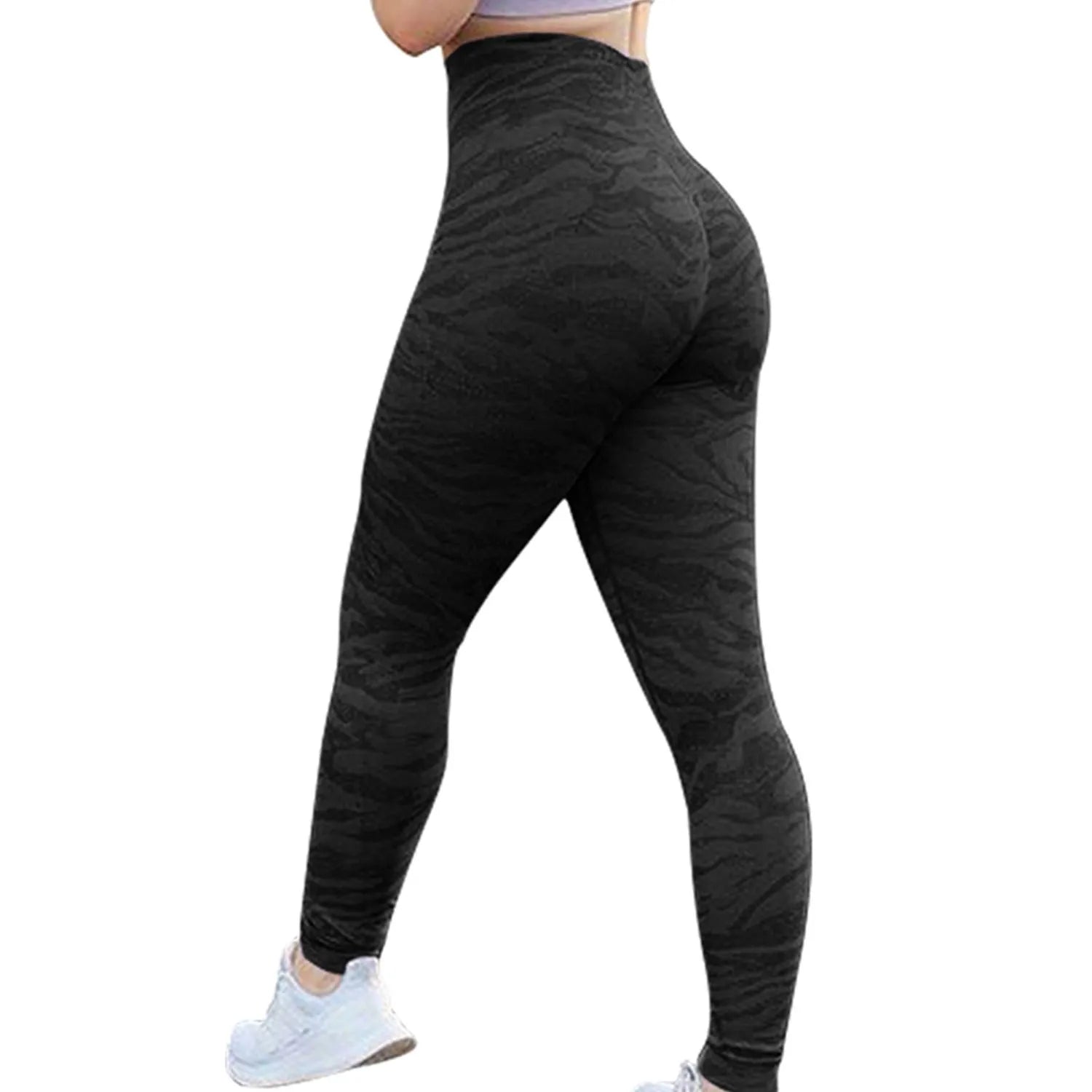 Women's push up booty leggings in camouflage pattern for gym workouts and yoga
