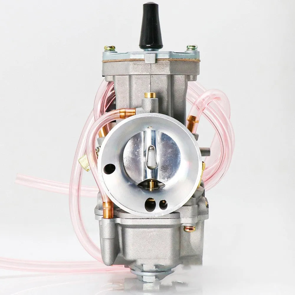 PWK sandblasted motorcycle carburetor modification accessory in seven sizes from 21mm to 34mm.