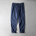 Men's linen trousers in solid colours with mid waist design for casual leisure wear