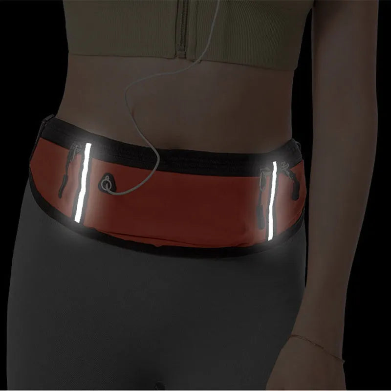 Sports waist bag with pocket, slim running belt in polyester, unisex design