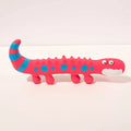 Green lizard-shaped dog chew toy with textured surface for teeth cleaning and squeaker inside