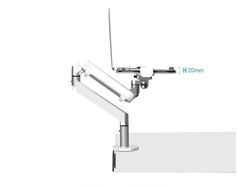Aluminium alloy laptop cooling stand with air pressure arm bracket in silver or black