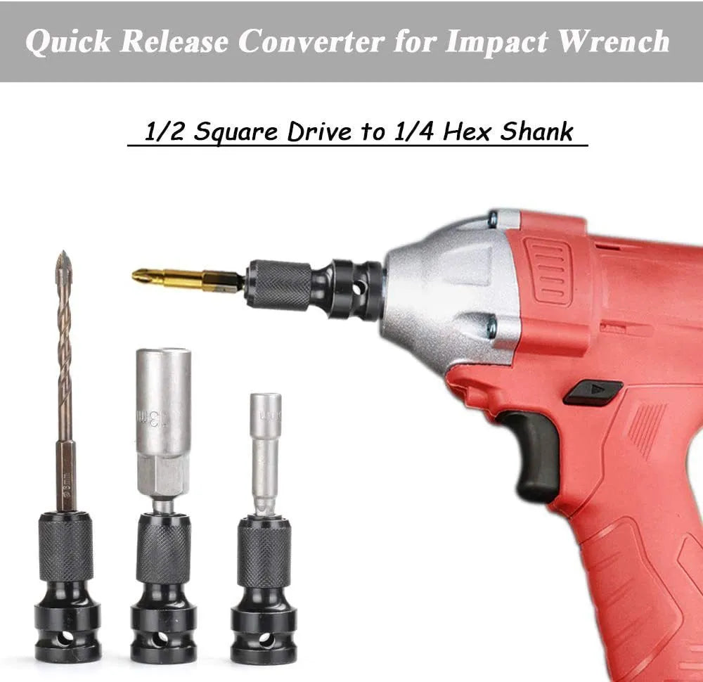 Scaling bit holder with telescopic sleeve showing square turn hexagonal handle and cross-over bit compatibility
