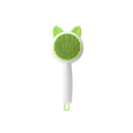 Self-cleaning cat dematting comb grooming tool in greenish white colour with stainless steel tines