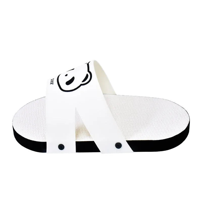 White corrugated paper cat scratch board in slipper style design for feline scratching