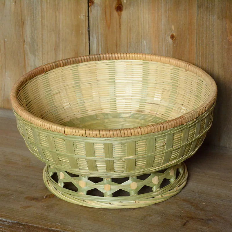 Handmade woven bamboo storage basket in one of three sizes for household organisation.