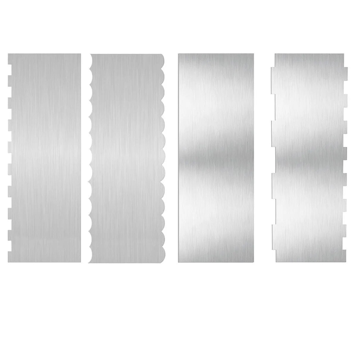 Stainless steel cake cream scraper with polygon pattern designs for textured icing decoration