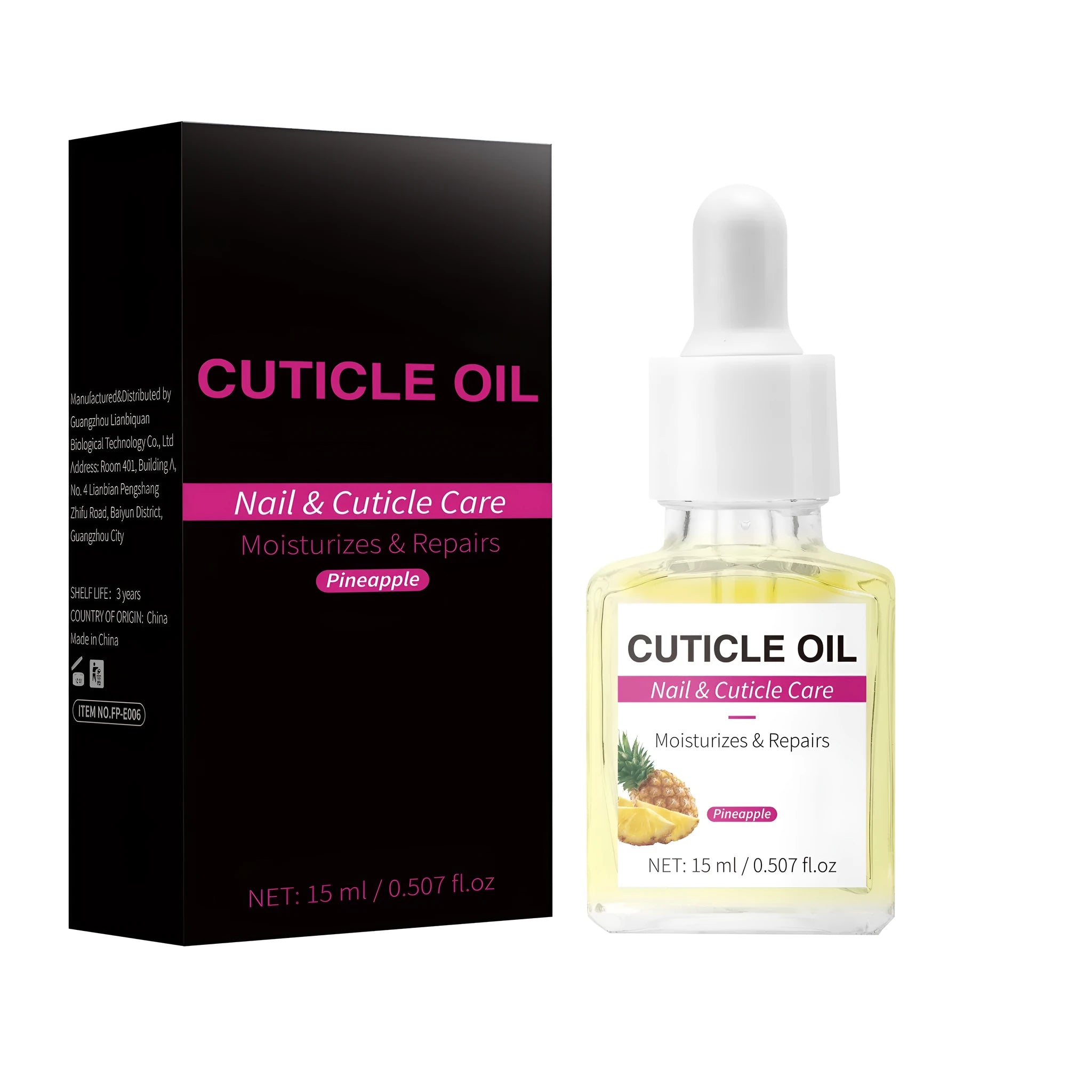 15ml nail cuticle oil bottle with brush applicator for nail moisturising treatment