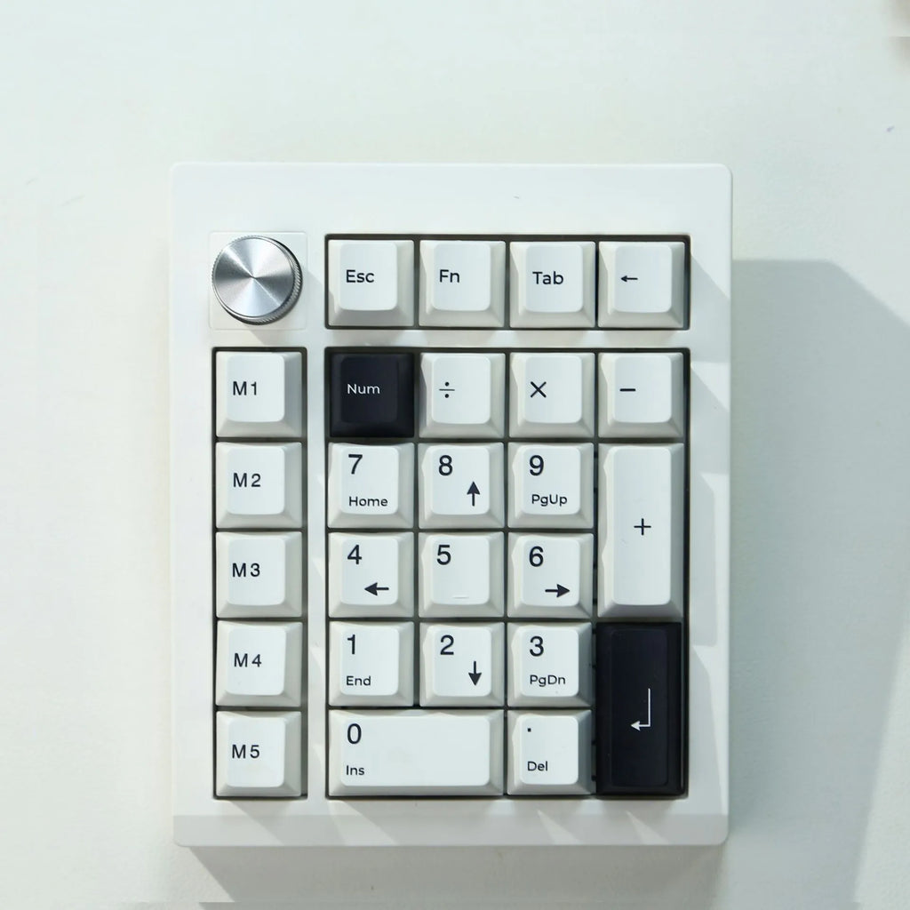 Wireless mechanical numeric keyboard with Bluetooth connectivity in black or white