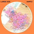 Multi-colour TPU baby hair ties in a reusable plastic storage container.