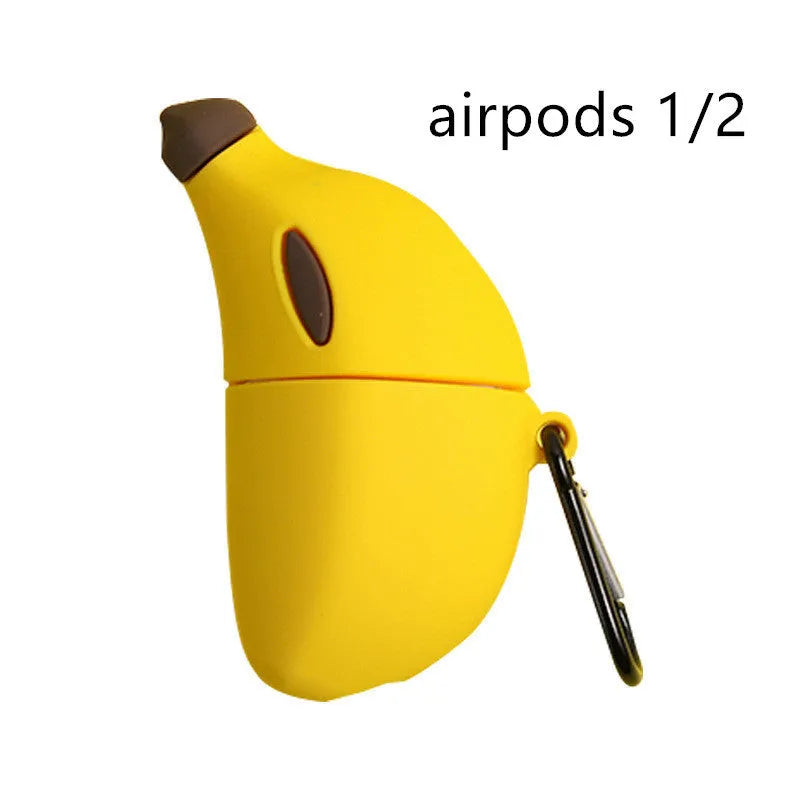 Yellow banana-themed silicone protective case for AirPods Pro compatible wireless headphones