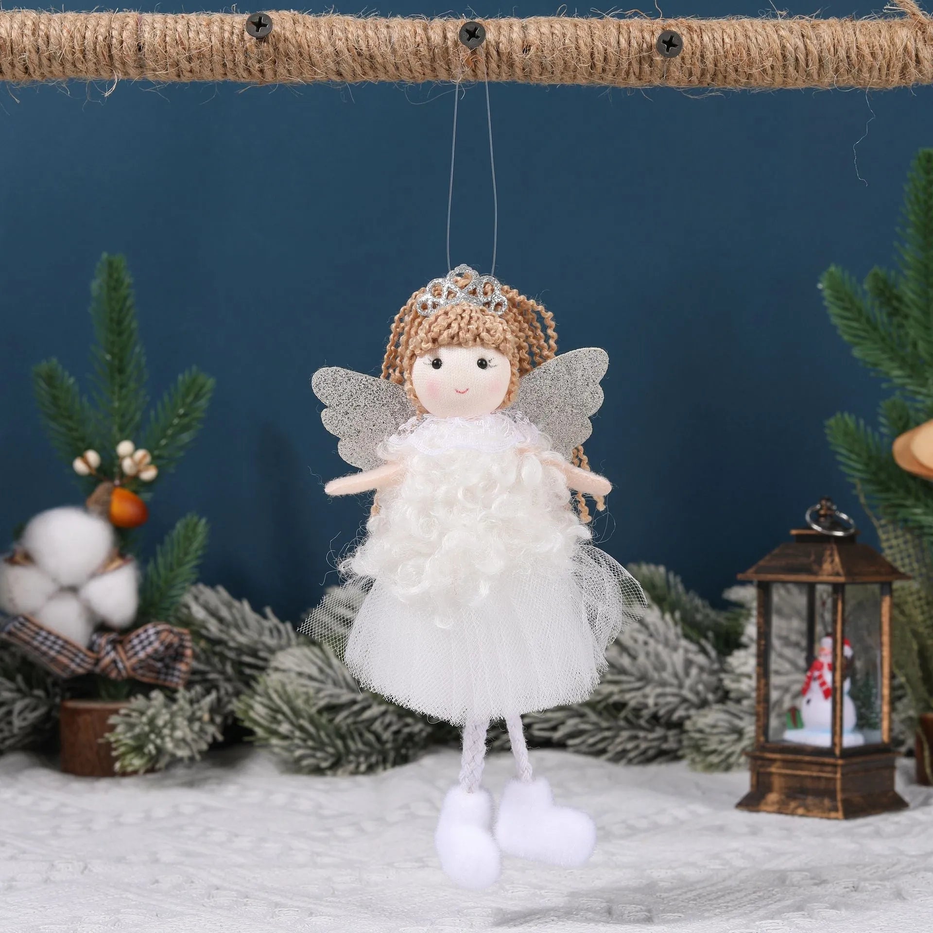 Christmas angel girl cloth pendant for high ponytail hair decoration in three colour styles
